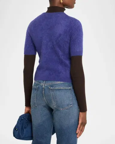 Autumn Cashmere Cropped Fuzzy Crewneck Sweater | Thumbnail 3