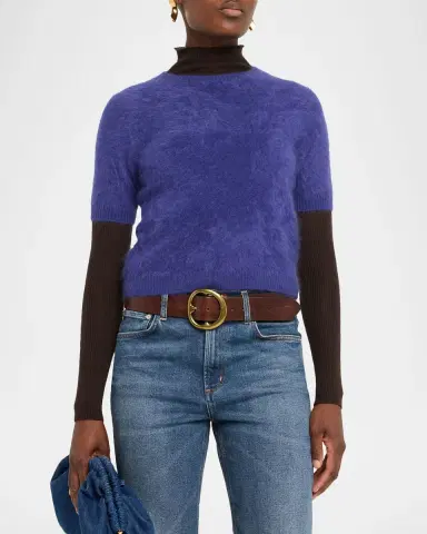 Autumn Cashmere Cropped Fuzzy Crewneck Sweater | Thumbnail 4