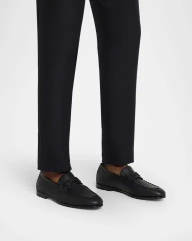 Ferragamo Men's Touch Hammered Leather Rubber-Gancini Loafers | Thumbnail 2 Ferragamo Men's Touch Hammered Leather Rubber-Gancini Loafers | Thumbnail 2