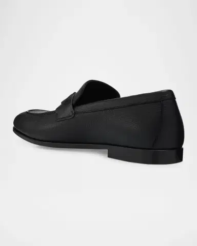 Ferragamo Men's Touch Hammered Leather Rubber-Gancini Loafers | Thumbnail 4 Ferragamo Men's Touch Hammered Leather Rubber-Gancini Loafers | Thumbnail 4