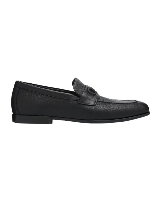 Ferragamo Men 's Touch Hammered Leather Rubber-Gancini Loafers