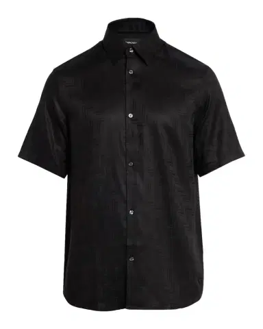 Emporio Armani Men's Tonal Chevron Lyocell Short-Sleeve Shirt | Thumbnail 1