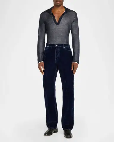 Ferragamo Men's Bleached-Effect Straight Leg Five-Pocket Pants | Thumbnail 2 Ferragamo Men's Bleached-Effect Straight Leg Five-Pocket Pants | Thumbnail 2