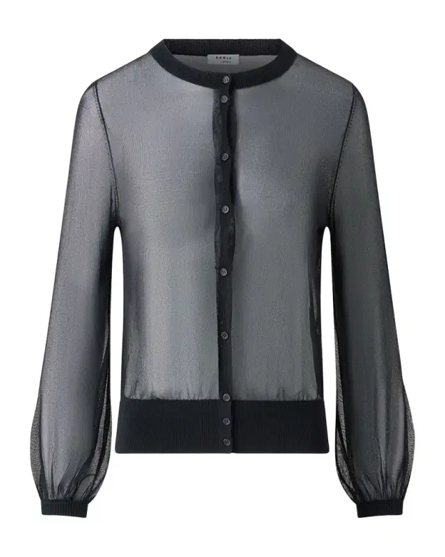 Sheer Knit Crewneck Cardigan