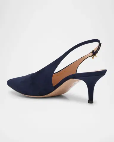 Gianvito Rossi Suede Kitten Slingback Pumps | Thumbnail 4