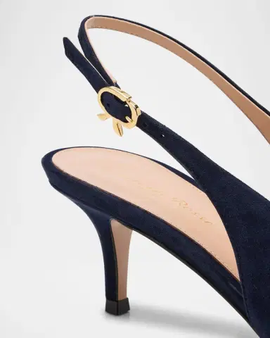 Gianvito Rossi Suede Kitten Slingback Pumps | Thumbnail 5