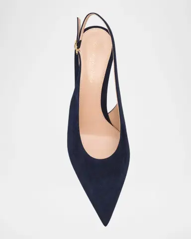 Gianvito Rossi Suede Kitten Slingback Pumps | Thumbnail 6