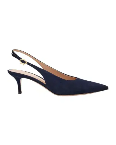 Gianvito Rossi Suede Kitten Slingback Pumps | Thumbnail 1