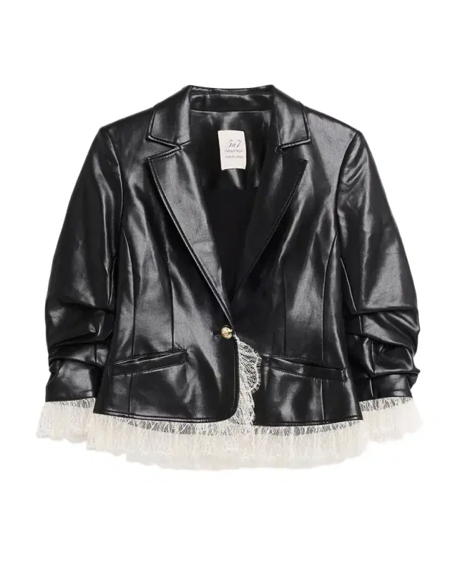 Cinq a Sept Lace-Trim Vegan Leather Blazer