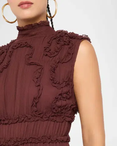 Ulla Johnson Verona Smocked Silk Turtleneck Gown | Thumbnail 5