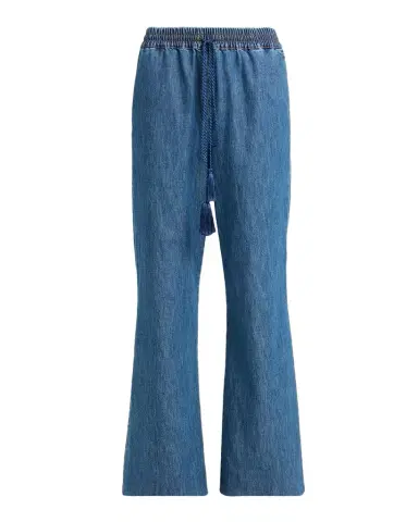 Valentino Garavani V-Logo Denim Flare Drawstring Pants | Thumbnail 1 Valentino Garavani V-Logo Denim Flare Drawstring Pants | Thumbnail 1