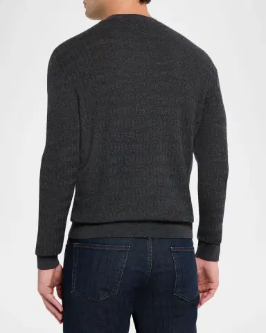 Emporio Armani Men's Tonal Jacquard Slim-Fit Crewneck Sweater | Thumbnail 3 Emporio Armani Men's Tonal Jacquard Slim-Fit Crewneck Sweater | Thumbnail 3