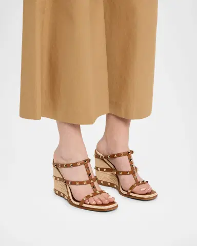 Valentino Garavani 100mm Rockstud Espadrille Wedge Sandals | Thumbnail 2