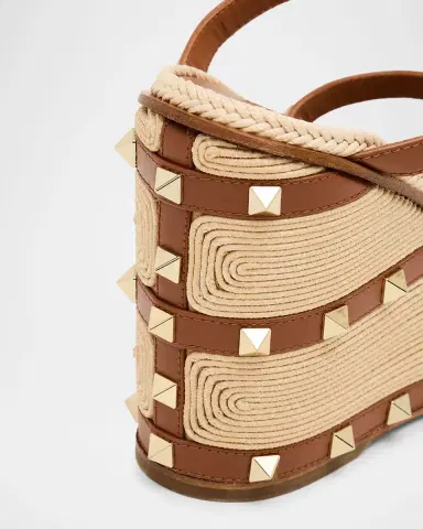 Valentino Garavani 100mm Rockstud Espadrille Wedge Sandals | Thumbnail 5