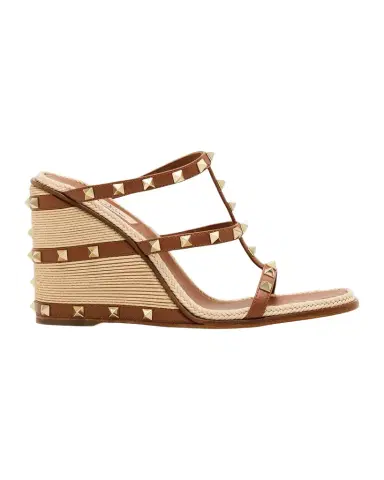 Valentino Garavani 100mm Rockstud Espadrille Wedge Sandals | Thumbnail 1