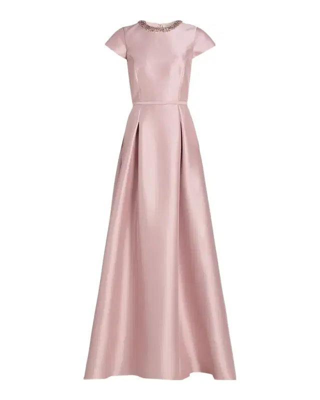 Sachin & Babi Jewel-Embellished Pleated Mikado Gown