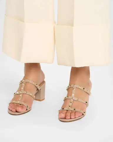 Valentino Garavani 60mm Rockstud Caged Block-Heel Slide Sandals | Thumbnail 2 Valentino Garavani 60mm Rockstud Caged Block-Heel Slide Sandals | Thumbnail 2