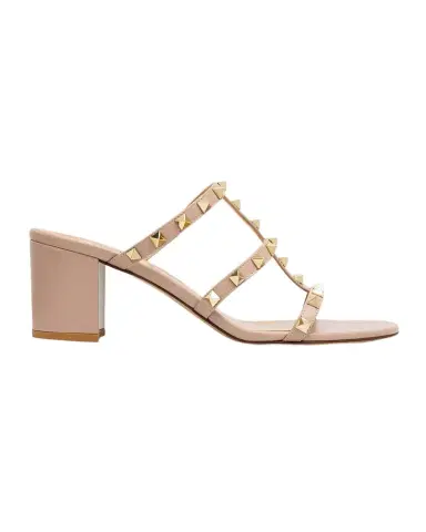 Valentino Garavani 60mm Rockstud Caged Block-Heel Slide Sandals | Thumbnail 1 Valentino Garavani 60mm Rockstud Caged Block-Heel Slide Sandals | Thumbnail 1
