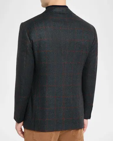 Cesare Attolini Men's Plaid Cashmere Two-Button Jacket | Thumbnail 3