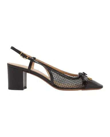 Valentino Garavani Valet Du Roi VLogo Leather and Mesh Slingback Pumps | Thumbnail 1 Valentino Garavani Valet Du Roi VLogo Leather and Mesh Slingback Pumps | Thumbnail 1