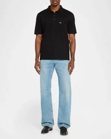 Ferragamo Men's Jacquard Gancio Pocket Pique Polo Shirt | Thumbnail 2 Ferragamo Men's Jacquard Gancio Pocket Pique Polo Shirt | Thumbnail 2
