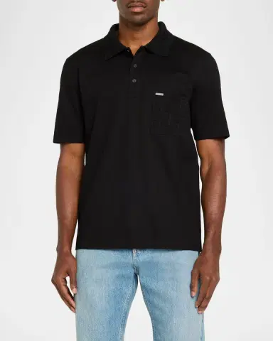Ferragamo Men's Jacquard Gancio Pocket Pique Polo Shirt | Thumbnail 4 Ferragamo Men's Jacquard Gancio Pocket Pique Polo Shirt | Thumbnail 4