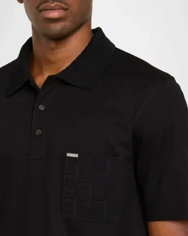 Ferragamo Men's Jacquard Gancio Pocket Pique Polo Shirt | Thumbnail 5 Ferragamo Men's Jacquard Gancio Pocket Pique Polo Shirt | Thumbnail 5