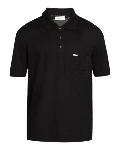 Ferragamo Men's Jacquard Gancio Pocket Pique Polo Shirt | Thumbnail 1 Ferragamo Men's Jacquard Gancio Pocket Pique Polo Shirt | Thumbnail 1