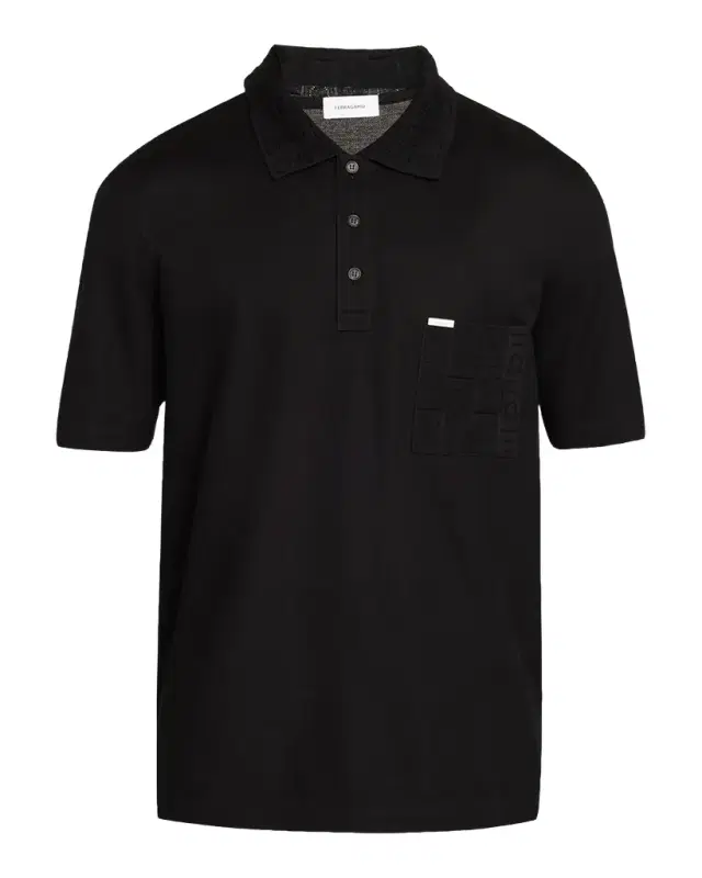 Men's Jacquard Gancio Pocket Pique Polo Shirt