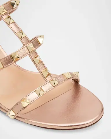 Valentino Garavani 60mm Rockstud Metallic Leather Caged Block-Heel Slide Sandals | Thumbnail 5 Valentino Garavani 60mm Rockstud Metallic Leather Caged Block-Heel Slide Sandals | Thumbnail 5