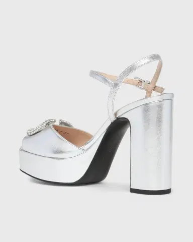 Valentino Garavani 115mm VLogo Signature Metallic Leather Platform Sandals | Thumbnail 2