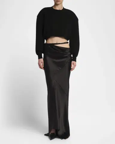 Tom Ford Wool-Cashmere Blouson-Sleeve Crop Sweater | Thumbnail 2 Tom Ford Wool-Cashmere Blouson-Sleeve Crop Sweater | Thumbnail 2