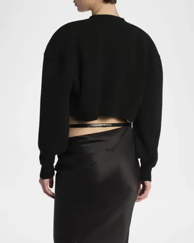 Tom Ford Wool-Cashmere Blouson-Sleeve Crop Sweater | Thumbnail 3 Tom Ford Wool-Cashmere Blouson-Sleeve Crop Sweater | Thumbnail 3