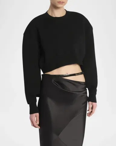 Tom Ford Wool-Cashmere Blouson-Sleeve Crop Sweater | Thumbnail 4 Tom Ford Wool-Cashmere Blouson-Sleeve Crop Sweater | Thumbnail 4
