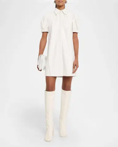 Alice + Olivia Jem Vegan Leather Puff-Sleeve Shirtdress | Thumbnail 2