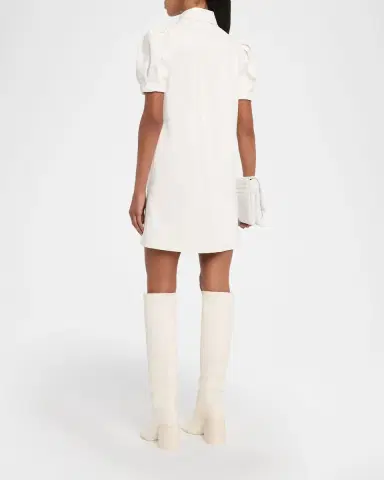 Alice + Olivia Jem Vegan Leather Puff-Sleeve Shirtdress | Thumbnail 3