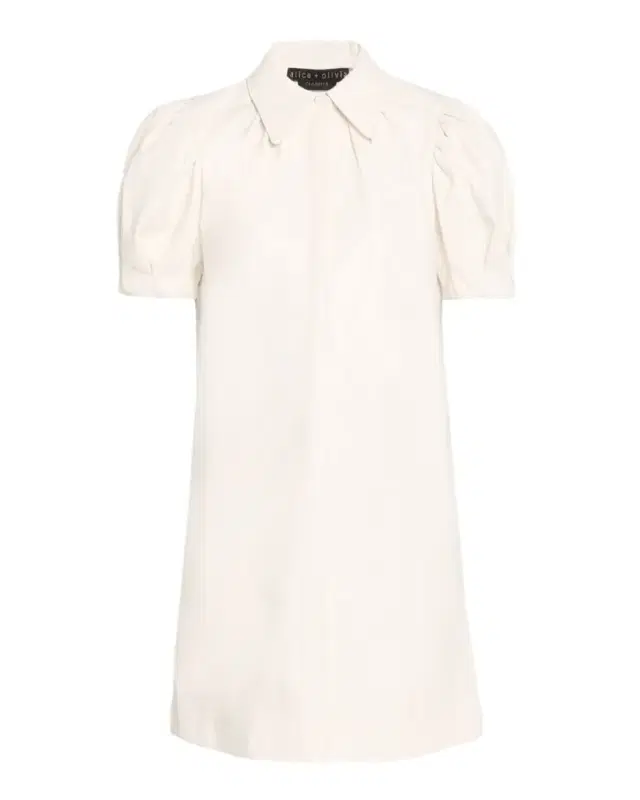 ALICE + OLIVIA Jem Vegan Leather Puff-Sleeve Shirtdress