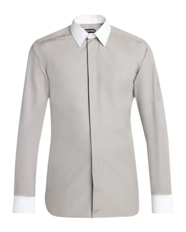 TOM FORD Men 's Poplin Contrast-Trim Sport Shirt