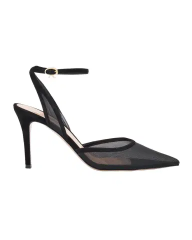 Gianvito Rossi Suede Organza Ankle-Strap Pumps | Thumbnail 1