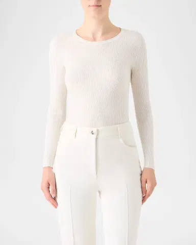 Akris Silk Cotton Rib Crewneck Sweater | Thumbnail 4