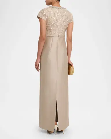 Sachin & Babi Isla Sequin Tweed & Mikado Column Gown | Thumbnail 3 Sachin & Babi Isla Sequin Tweed & Mikado Column Gown | Thumbnail 3