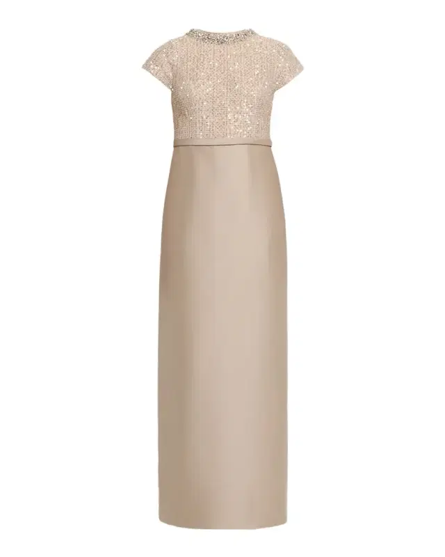 Isla Sequin Tweed & Mikado Column Gown