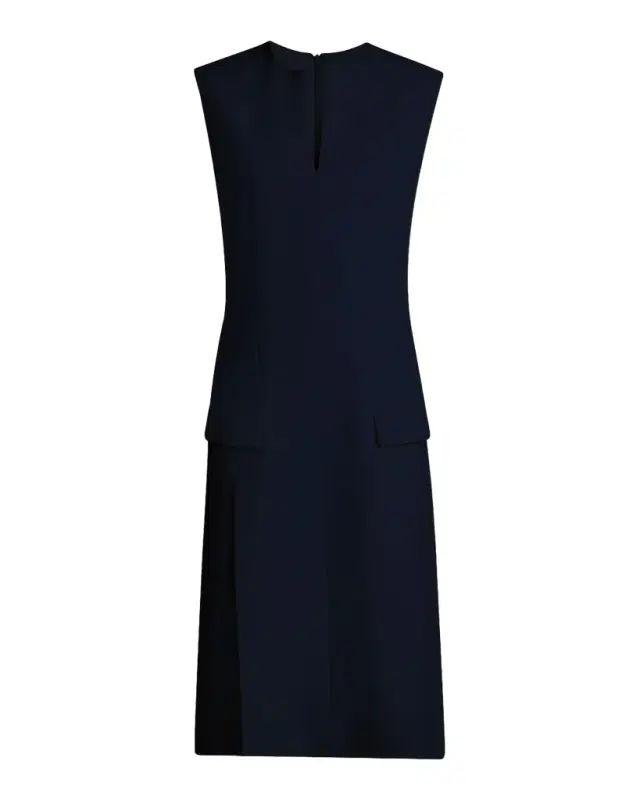 Ferragamo Split V-Neck Sleeveless Crepe Midi Dress