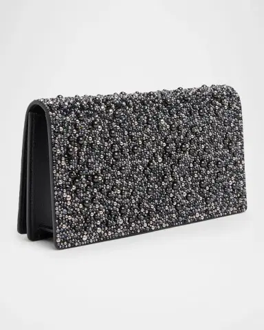 Christian Louboutin Bettina Bead-Encrusted Leather Clutch Bag | Thumbnail 2