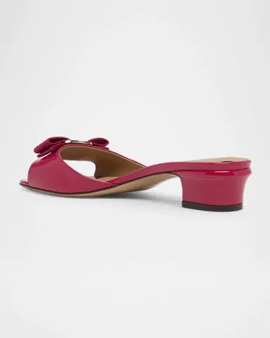 Ferragamo Vanilla Patent Leather Bow Mules | Thumbnail 2 Ferragamo Vanilla Patent Leather Bow Mules | Thumbnail 2