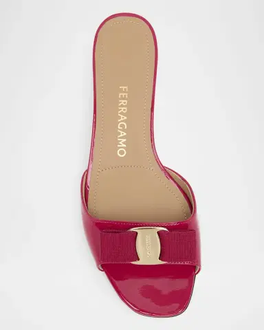 Ferragamo Vanilla Patent Leather Bow Mules | Thumbnail 4 Ferragamo Vanilla Patent Leather Bow Mules | Thumbnail 4