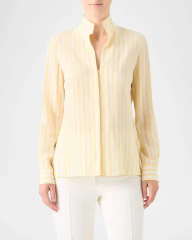 Akris Striped Silk Crepe Button-Down Shirt | Thumbnail 4