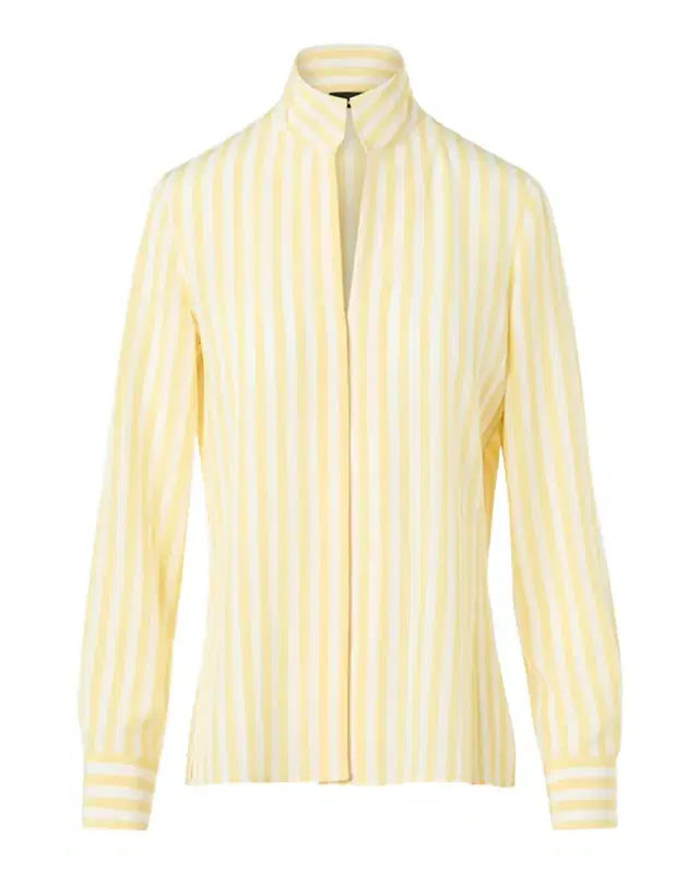 Striped Silk Crepe Button-Down Shirt