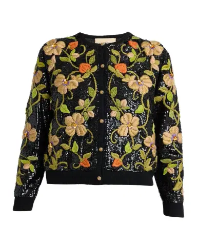 Valentino Garavani Sequined Floral Embroidered Crewneck Cardigan | Thumbnail 1