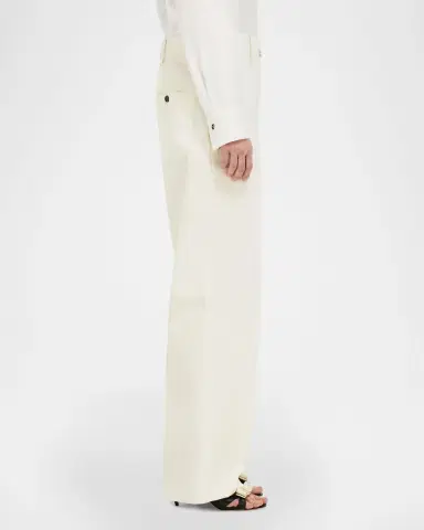 FERRAGAMO Cotton-Silk Canvas Turn Lock Straight-Leg Pants | Thumbnail 6